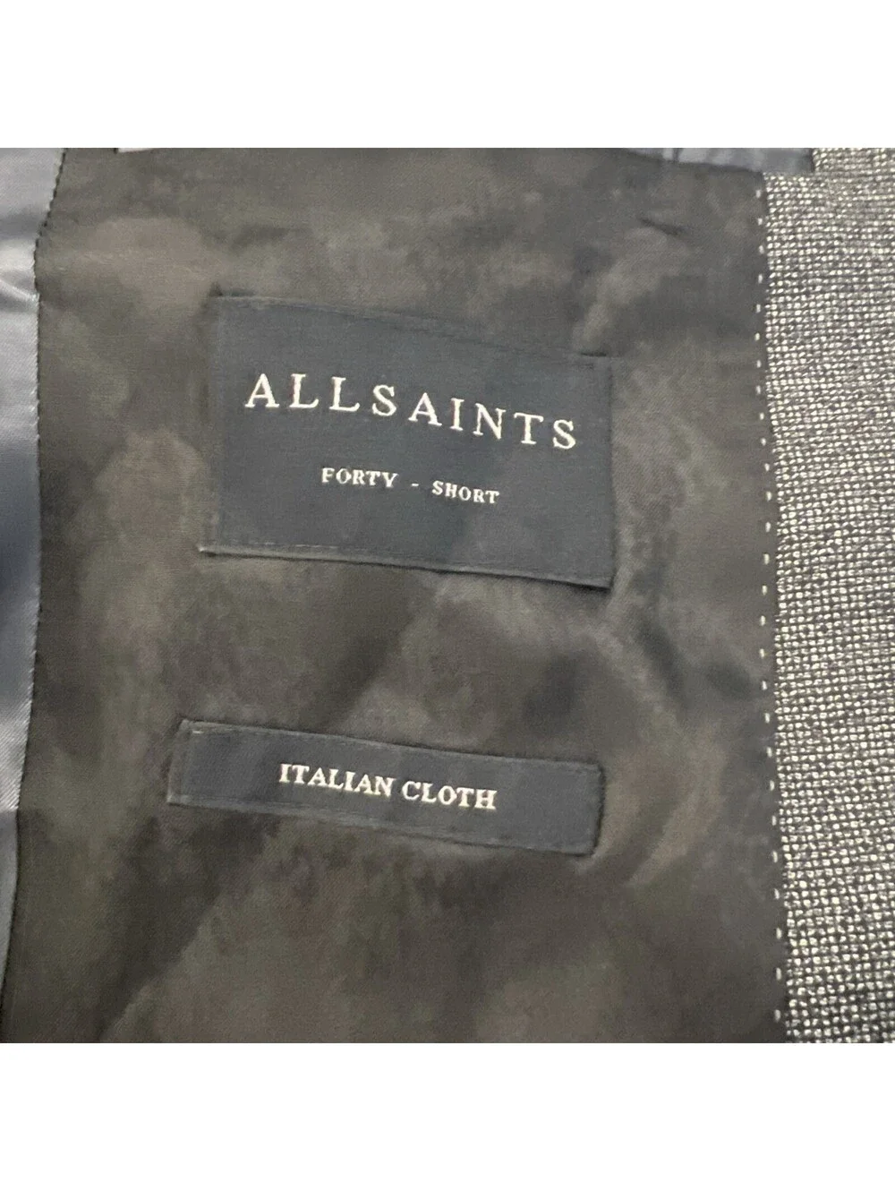 New All Saints Ross Slim Fit Wool Suit Jacket Charcoal Size 40 S